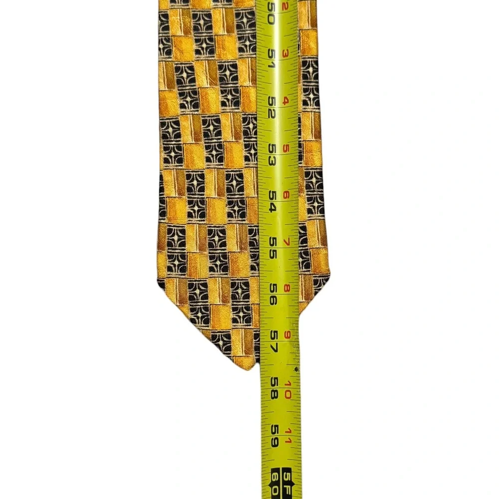 Ermenegildo Zegna 100% Wool Italy Made‎ Yellow Black Multicolor Tie Designer